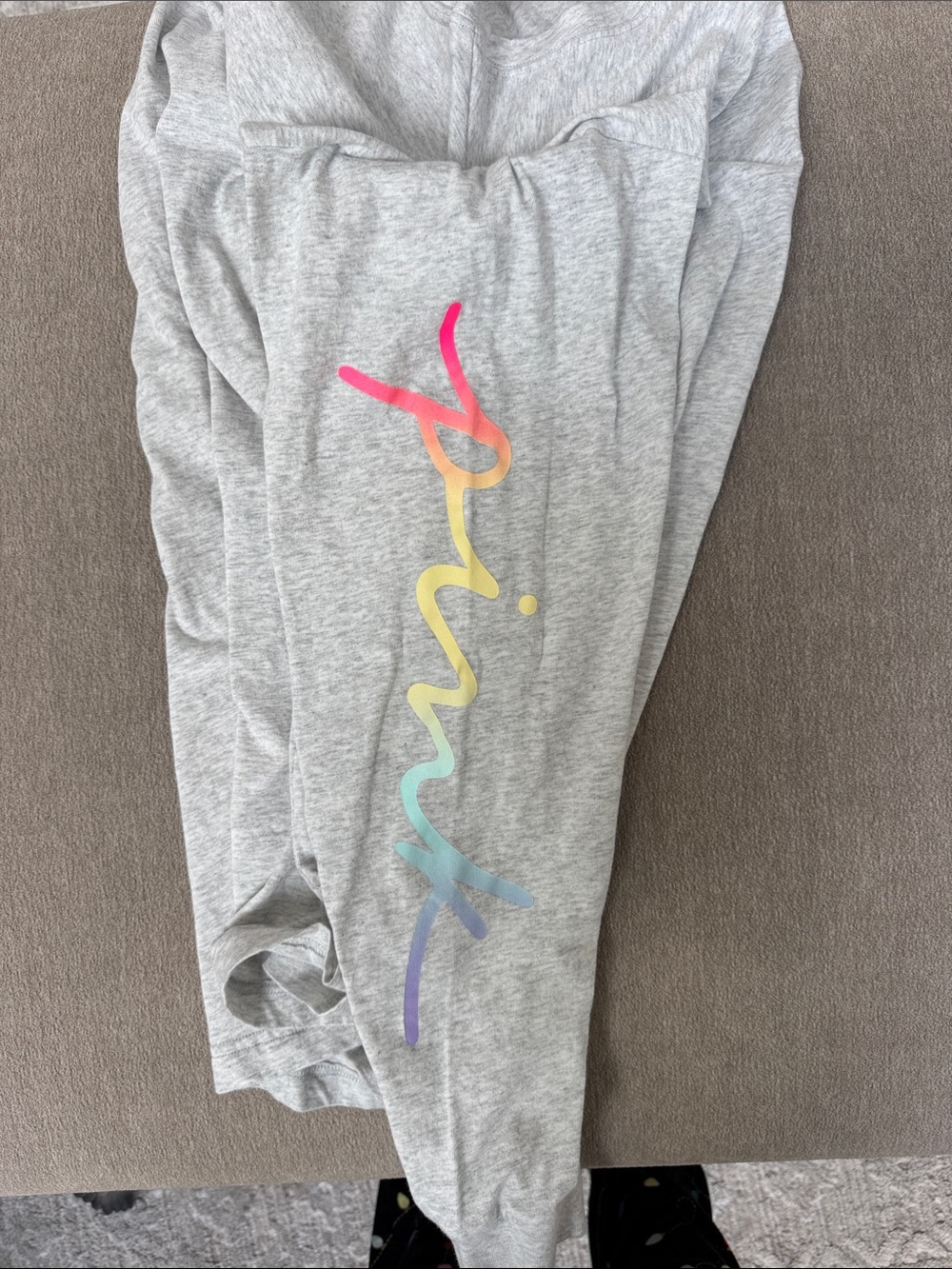 PINK Victoria's Secret Heather Gray Tee with White Logo - Picture 6 of 7